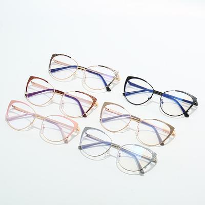 Anti-Blue Glasses Metal Cat Eye Glasses Frame Fashion Style Women'S Glasses Simple And Versatile