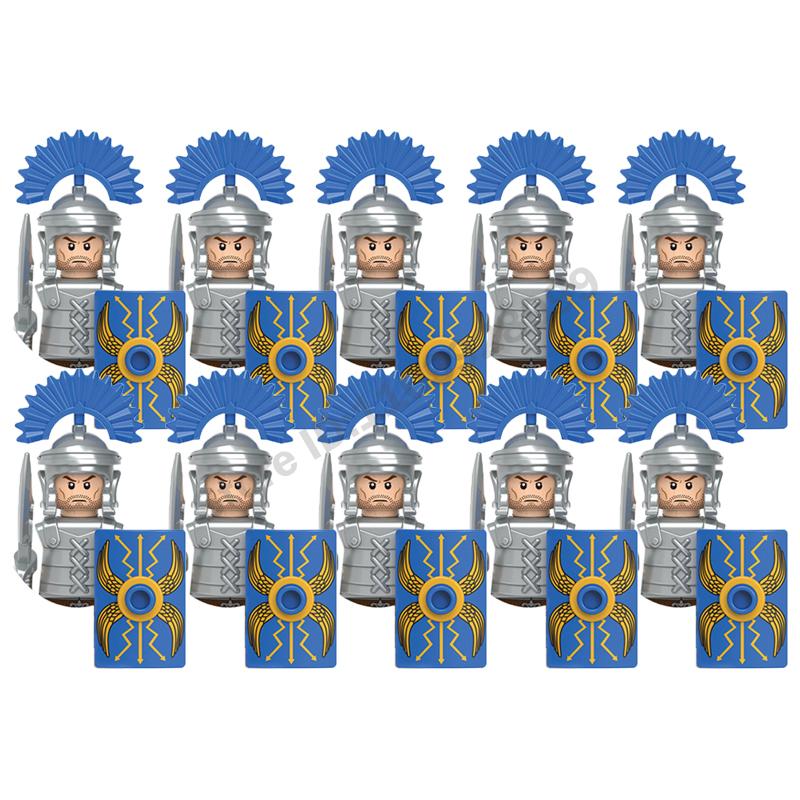 Mittelalterliche Actionfiguren Baustein Burg Miliz Tempelritter Römischer Infanteriesoldat Kreuzritter Spartaner Krieger Ziegelstein