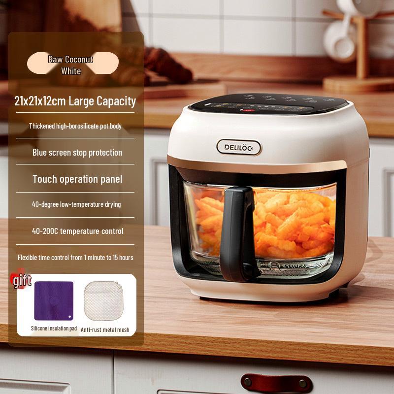 2025 Premium Glass Liner Air Fryer: Large Capacity, Fully Automatic, Multi-functional