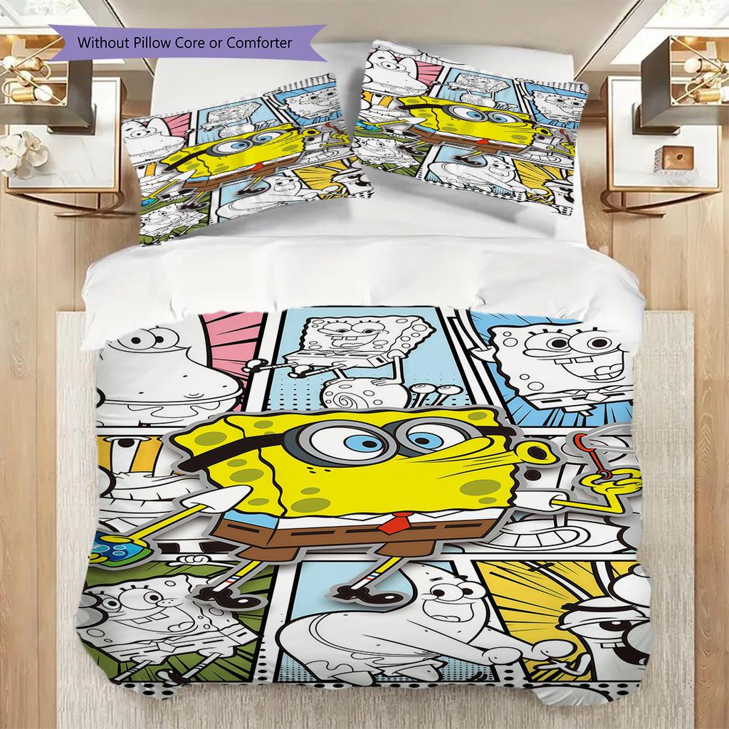 Spongebob Squarepants Day Life Bedding 1 Duvet Cover 2 Pillowcase Without Core Bedding Set Christmas Birthday Gift Duvet Cover And Pillowcase
