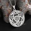 Stainless Steel Trinity Celtic Knot Nordic Rune Pendant Necklace Retro Ethnic Irish Knot Lucky Amulet Jewelry for Men