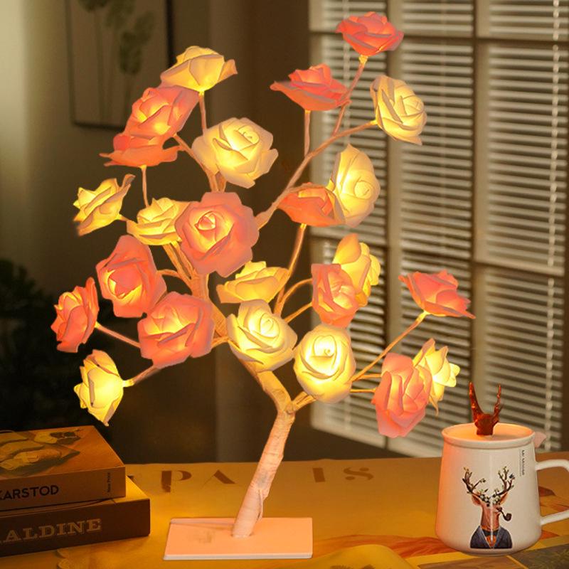 USB Remote Control LED Rose Tree Night Light for Bedroom - Perfect As a Birthday Gift.
