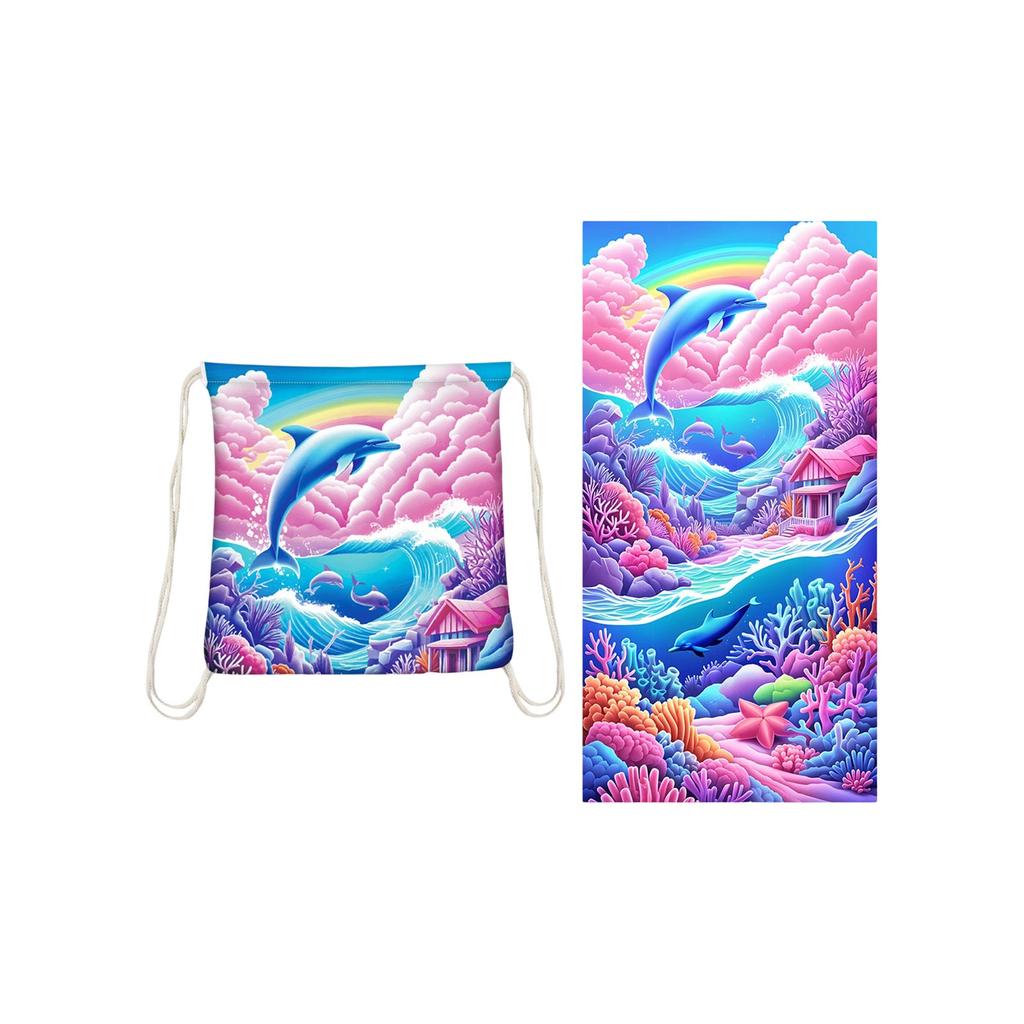 This 2-in-1 Foldable Beach Towel/printed Bath Towel/beach Towel Comes In A Convenient Storage Bag.