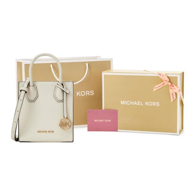 New MICHAEL KORS Mercer Artificial Leather Handbag, Trunk Bag, Crossbody Bag, Shoulder Bag Mini Women's Cream White 35S1GM9T0L-289