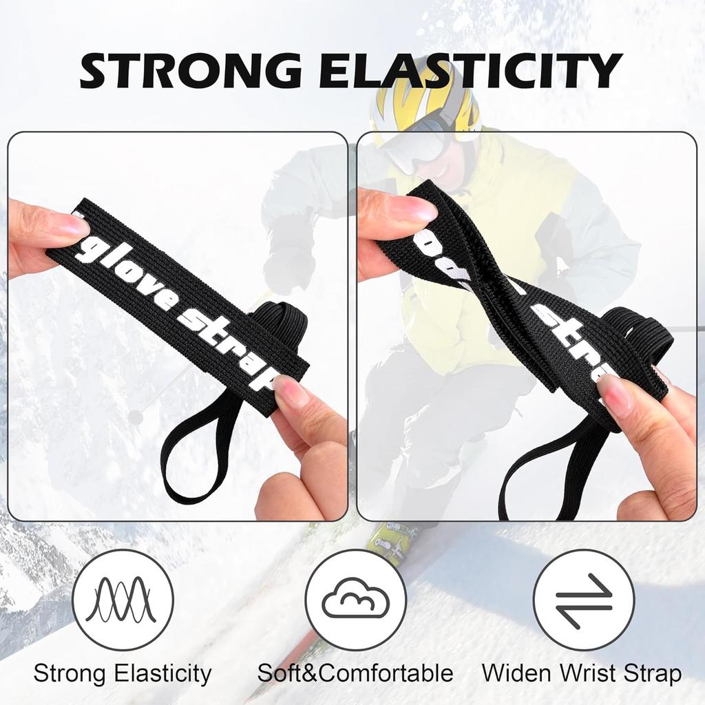 Sport Glove Safety Strap  Elastic Ski Glove Leash Holder  Ski Gloves Leash Handcuffs for Hanging Glove  for Skiing Snowboarding