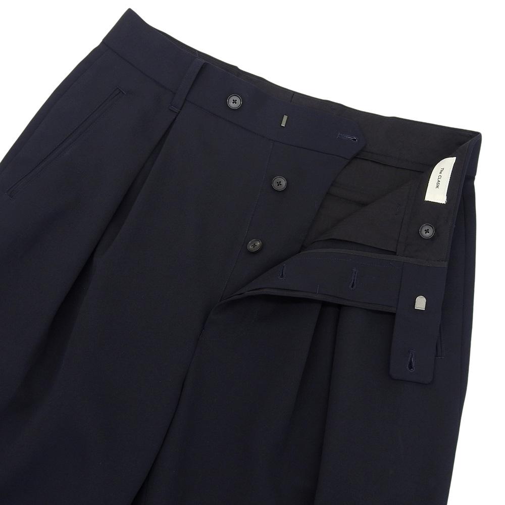 The CLASIK Unused Men's Wool Pleated Trousers, Dark Navy, Size 46, CKTR-169, 25 Stainless Steel Bottoms 46 Dark navyUsed