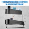 Shower Storage Basket Bath Towel Holder Wall Mounted Shelves Kitchen Organizer No-Drill Bathroom Shelf Rack Black