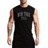 Summer Round Neck 3D USA New York Alphabet Printed Top Fashionable Casual Sleeveless Vest Men's T-shirts