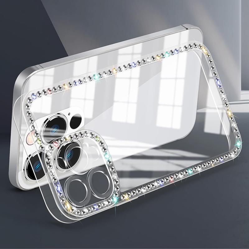 Bling Diamond Rhinestone Case for iPhone 16 15 14 Plus 13 12 Pro Max Luxury Clear Glitter Shiny Gem Design Soft Silicone 3D Case
