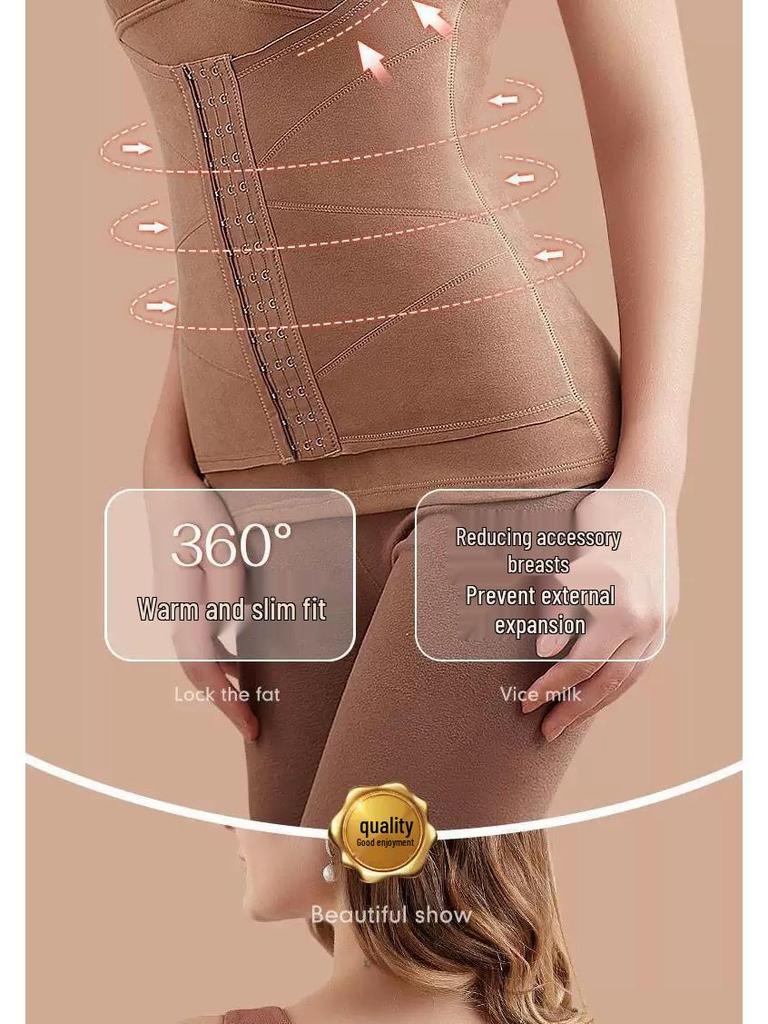 Doppellagiger Samt Taillenformer: Schlankmachende, Bauchkontrollierende & Wärmende Shapewear für Damen