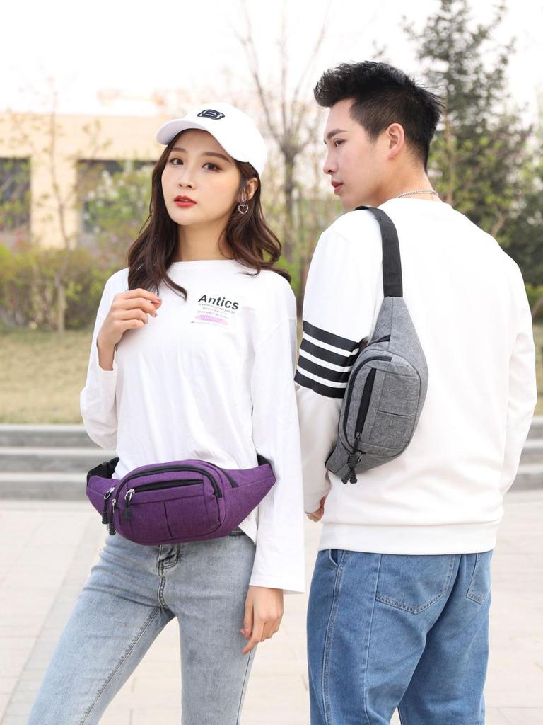 Men's and Women's Waterproof Canvas Waist Bag - Multifunctional, Wear-resistant for Sports, Running, and Work
