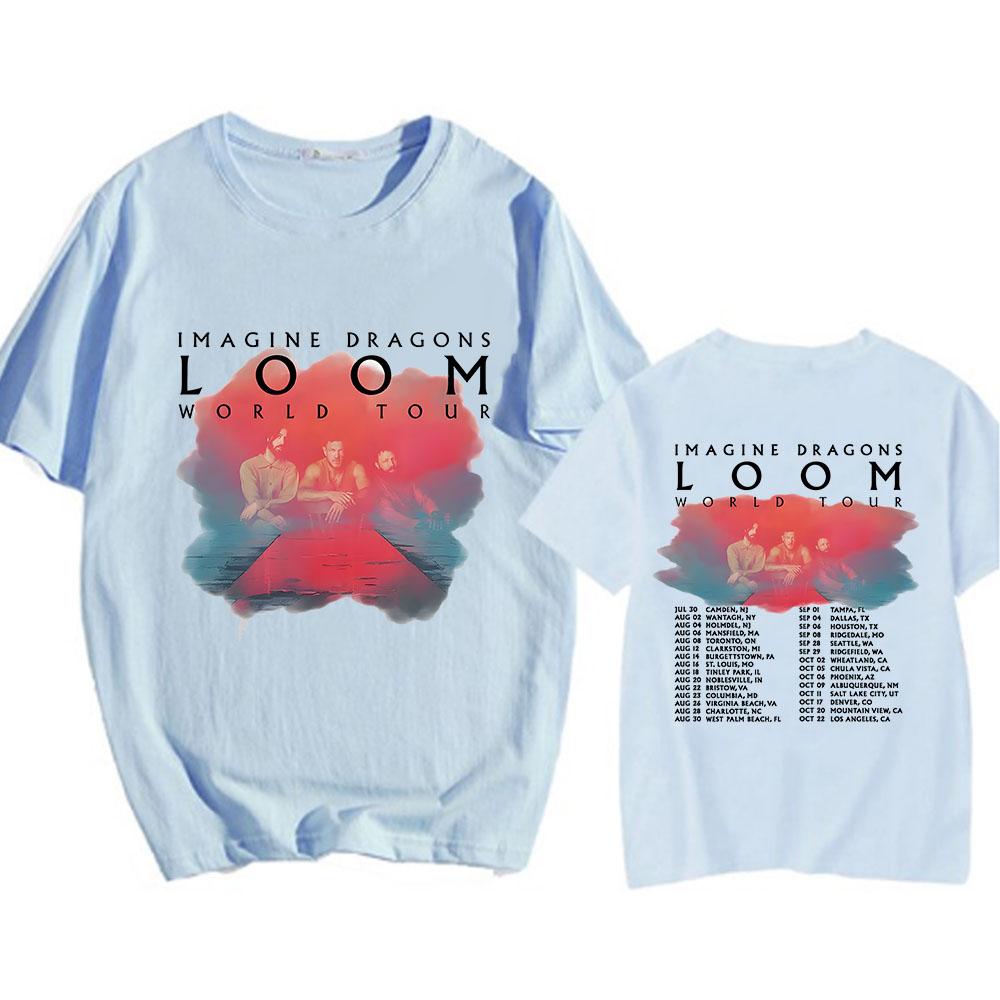 Imagine-Dragons Loom World Tour T-shirt Men/Women Short Sleeve Cotton Tee-shirt Summer Casual Hombre Aesthetic Graphic Print Tee