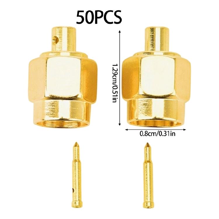 50Pcs Sma males RF Coaxial Termination Sma males Plugs Solder Mount Connectors for Semi-rigid RG402/RG141 Cable Connectors