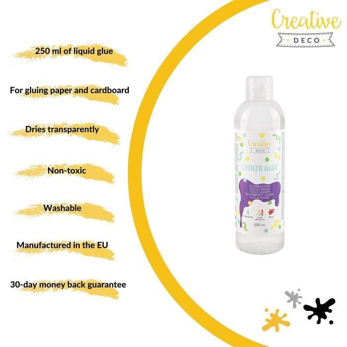 Colle Liquide - Creative Deco - 250 ml - Non-Toxique - Transparent - Pour Bricolage