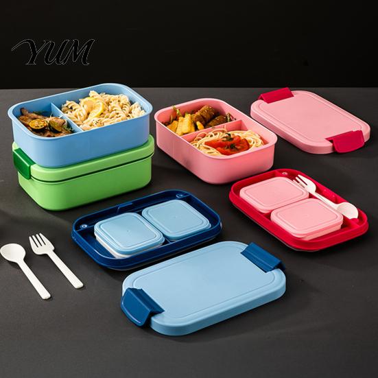 Microwave Safe Meal Prep Containers Double Layer Lunch Box with Sauce Container And Tableware, Leak Proof Stackable Food Easy Clean Dishwasher Storage