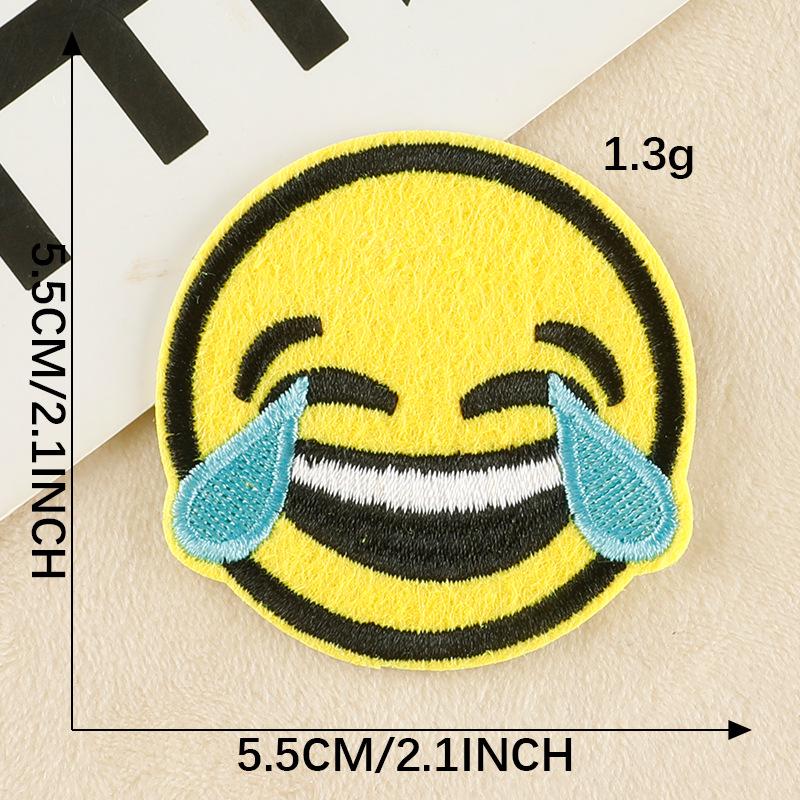 Patch Bordado de Rosto Sorridente de Desenho Animado para Chapéus, Bolsas e Roupas
