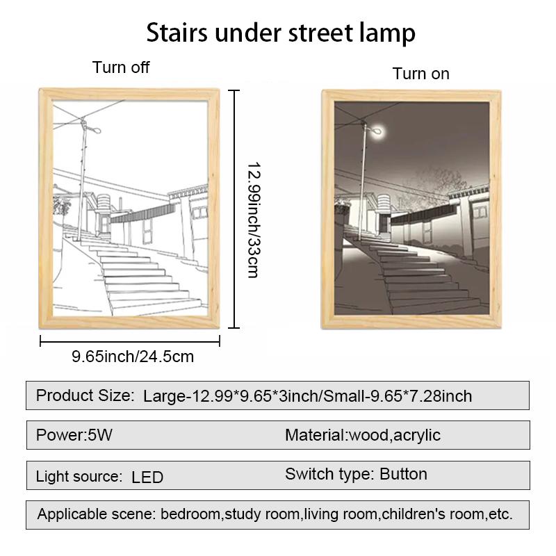 Modern vázlatos művészeti stílusú világításfestmény 9,65 * 7,28 hüvelykes háromszínű fényváltó LED dekoratív festmény, amely alkalmas hálószoba folyosójára