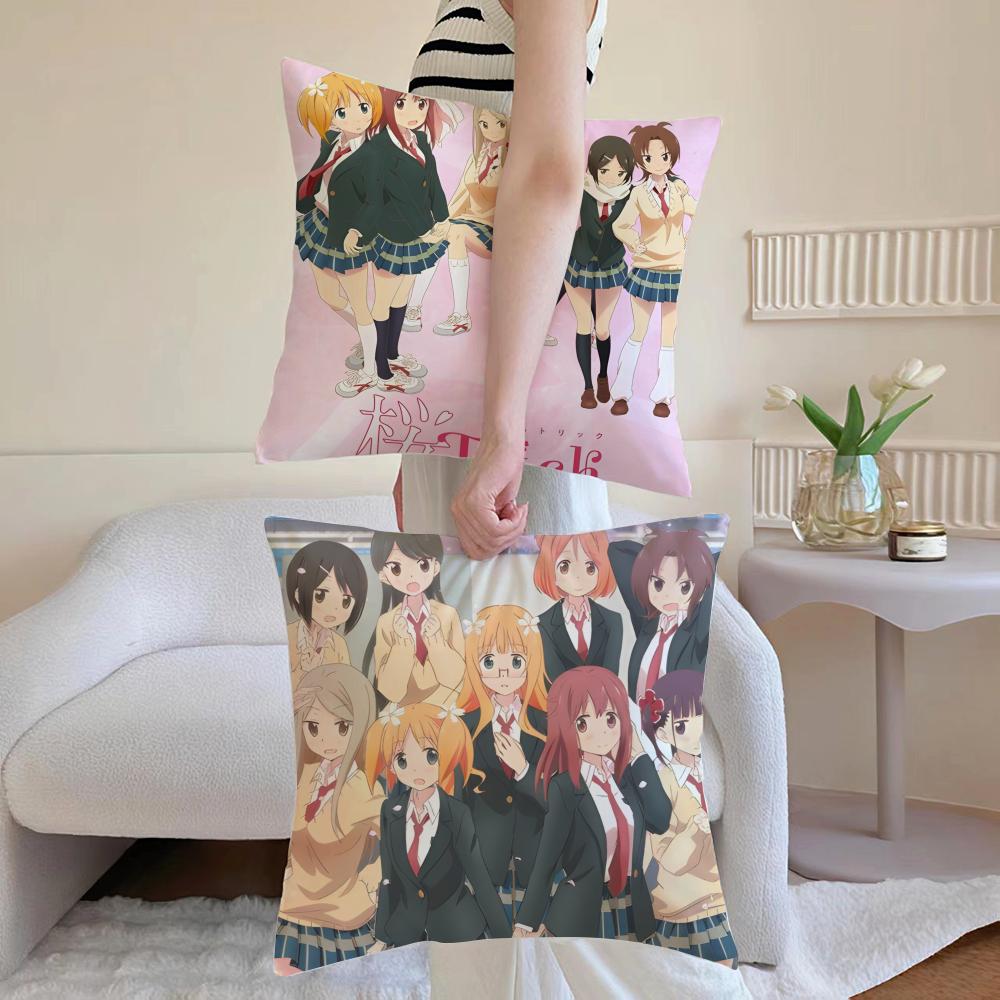 T-Trick Sakura Trick Pillow Yuri Anime Cushion Cover Linen Pillowcase Cover Soft Decor For Sofa Home Room