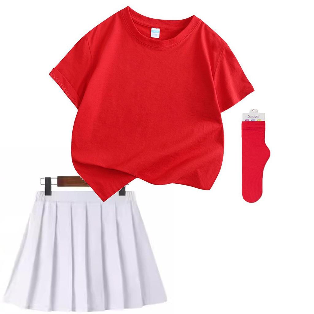 Colorful Children's Short Sleeve T-shirt Set for Kindergarten Sports and June 1st Performances.