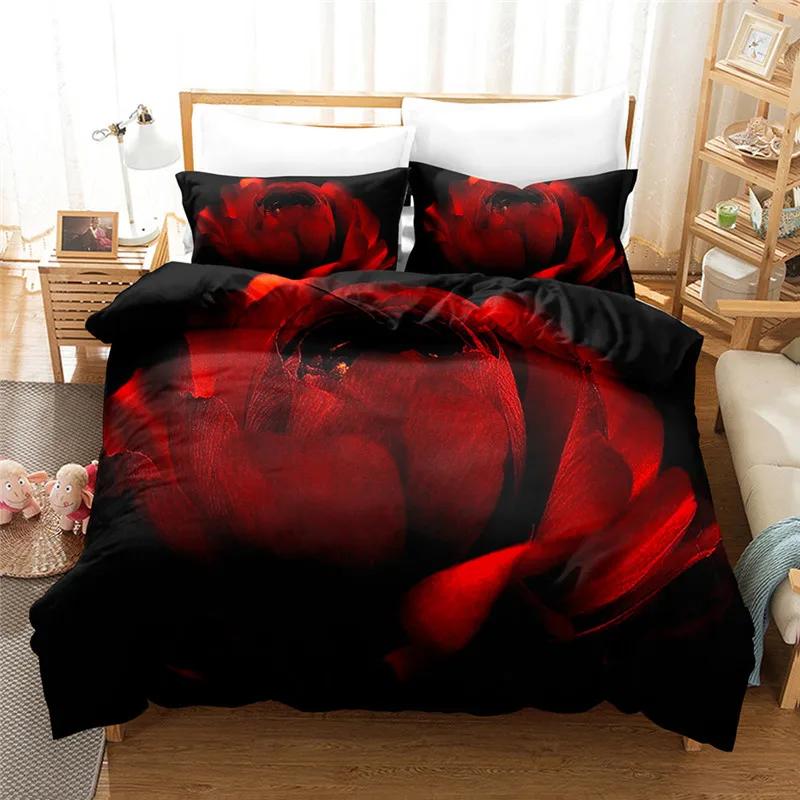 Duvet Cover Bed Linens 3d Flower Bedding Sets Print Valentine's Day Theme Home Textile Set 2/3pcs Cover Sets For Beds Dropship