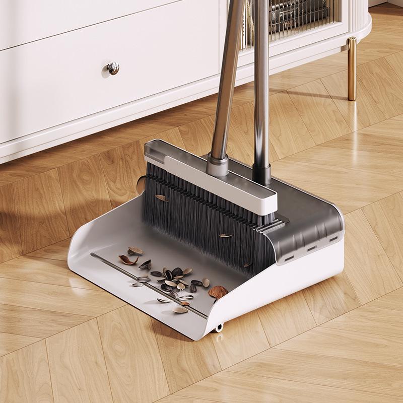 Foldable Rotating Broom & Dustpan Set with Non-Stick Hair and Soft Bristles for Living Room