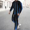 Men Black Cyan Brush Stroke Drip Gradient Print Long Sleeve Sweatshirt Jogger Pants Two Piece Suit