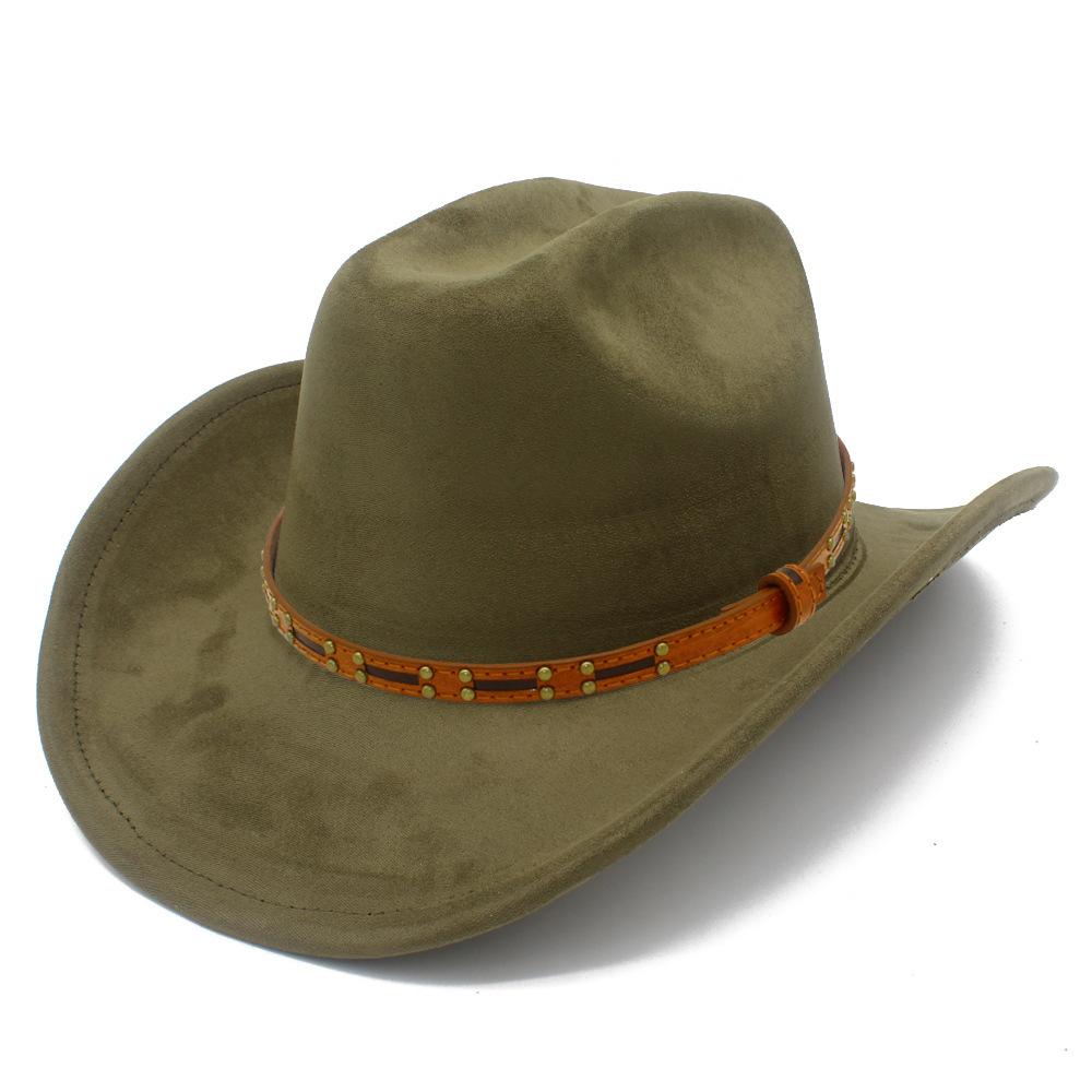 Multi-color Optional High-quality One-word Top Classic Simple Western Cowboy Hat Tan Leather Rivet Accessories Top Hat