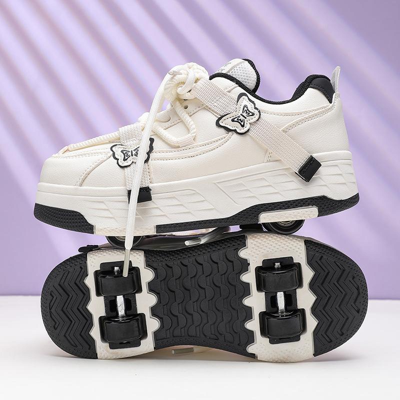 Four-Wheel Runaway Shoes Boys And Girls Adult Double-Wheel Flight Shoes Removable Wheel Shoes School Girls Roller Skates