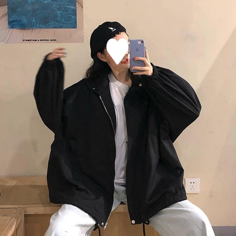 Women's 2025 Harajuku BF Style Loose Korean Windbreaker Jacket - Versatile Long Sleeve Trendy Top