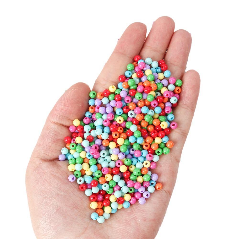 42-Color Acrylic Solid Color Round Beads Rice Beads Handmade Diy Beaded Loose Beads Bracelet Necklace Jewelry Material 3/4Mm