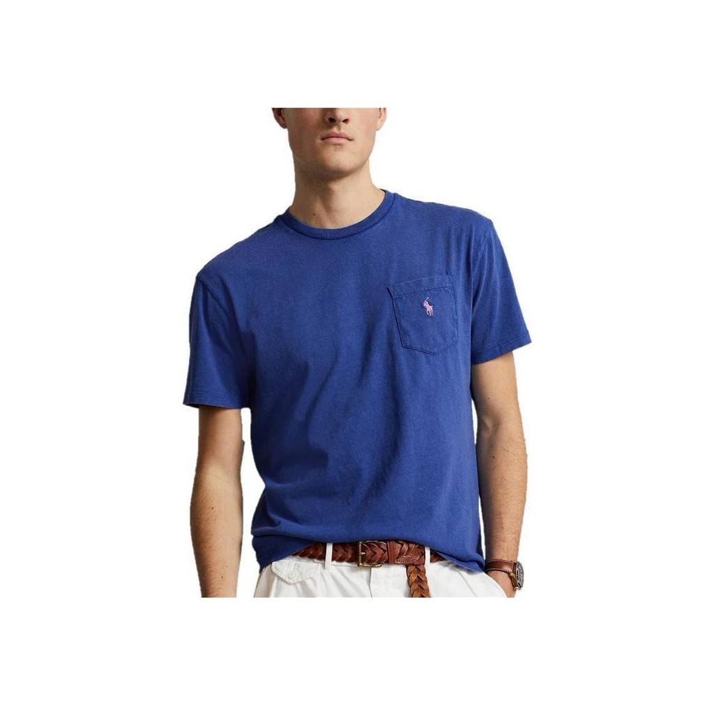 Polo Ralph Lauren Color Blocked Fitted Crew Neck Short Sleeve T-Shirt Men Tops Blue 710835756-022