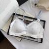 Japanese Sweet Lace Color Block Push-Up Bra for Women - Seamless, Anti-Sagging, Small Bust Support, Beautiful Back Design