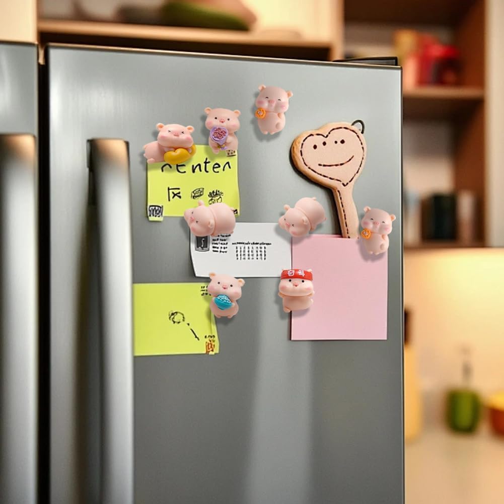 Animal Magnets Refrigerator, Glrovazas 12Pcs Locker, Funny Magnets, Resin Pig Decorative Magnets for Classroom Kitchen Office