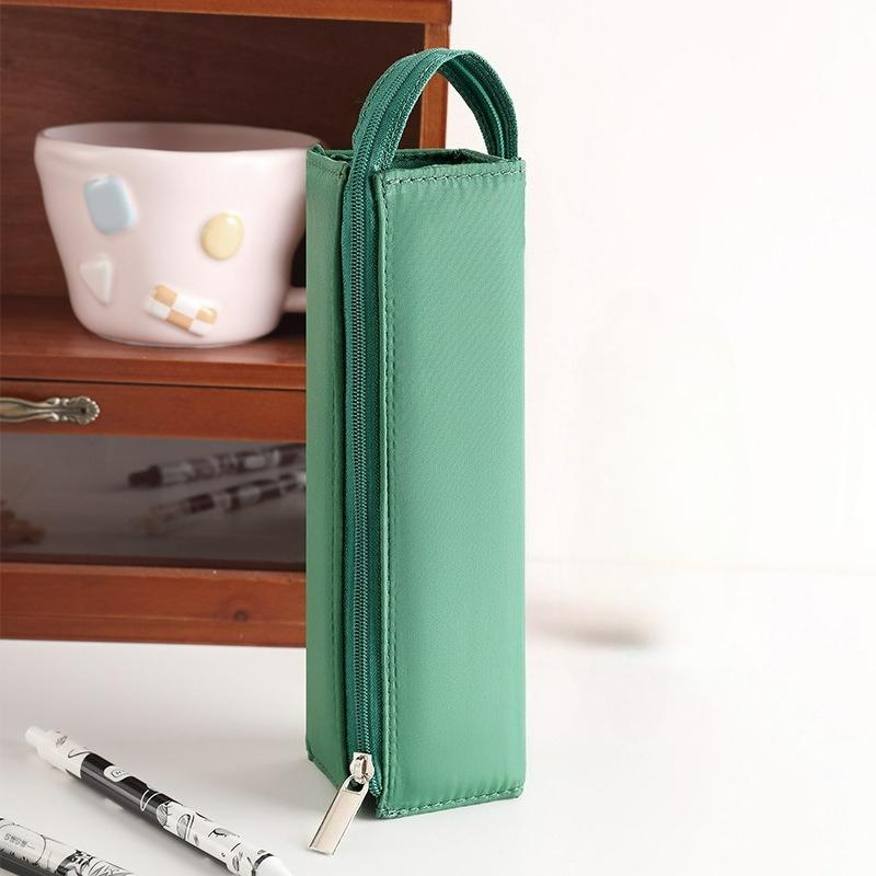 Trousse à crayons créative tridimensionnelle Carrée avec poignée Étudiant grande capacité Papeterie Sac à crayons papeterie vert