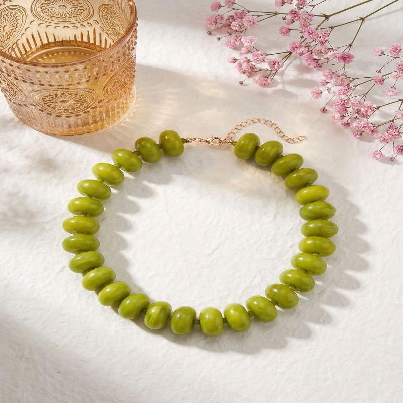 1Pcs Charms Chunky Jewelry Bohemian Casual Dopamine Resin Bead Necklace Suitable For Women Daily Vacation Wear