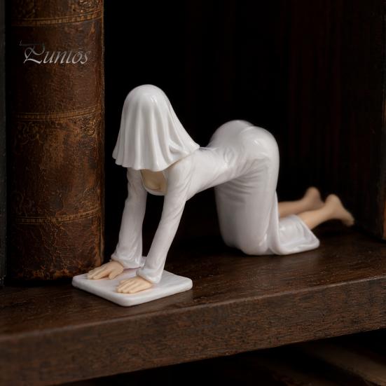 Unique Home Decorative Sculpture Ghost Girl Hooded Sculpture, Ethereal Mysterious Statue, Gothic Dark Academia Decor Queen Character Robe Figurine for