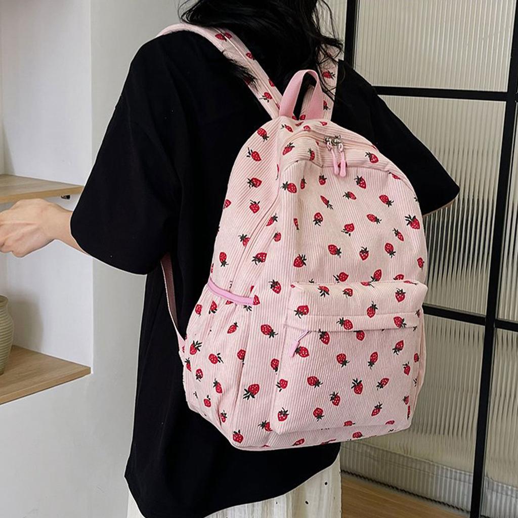 Nydelig Strawberry Ryggsekk Student Skoleryggsekk Kvinner Laptop Ryggsekk Mote Årsak Dagsekker Jente Reiseryggsekk
