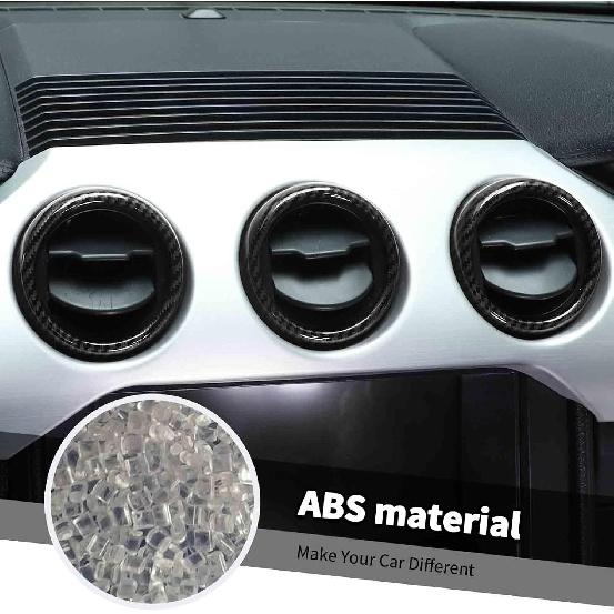 Jimen Compatible with Ford Mustang 2015-2023, 3PCS Center Console Dash AC Vent Cover Trim Ring (Carbon Fiber)