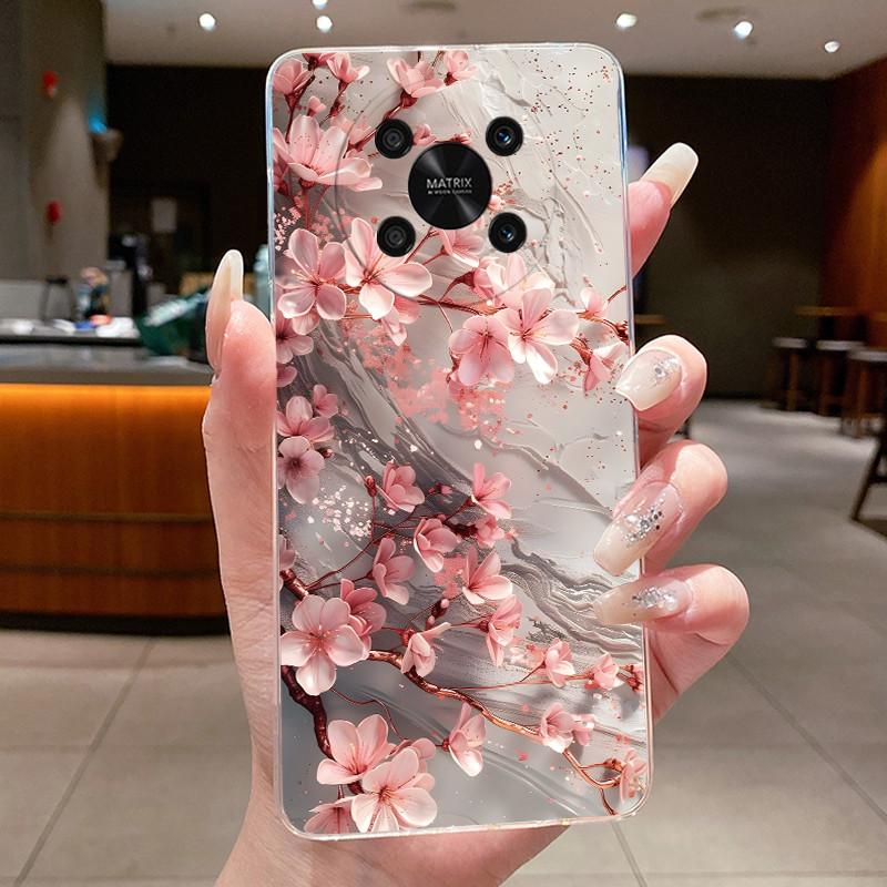 For Honor X9 Case HonorX9 4G 5G Elegant Luxury Butterfly Flower Printing Soft Silicone Clear TPU Protective Cover Phone Cases