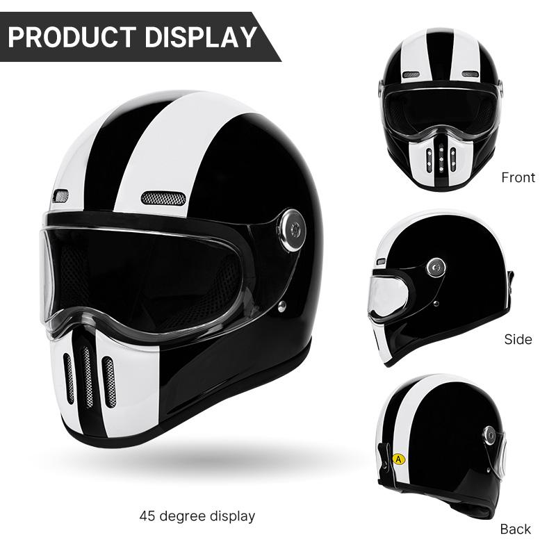 New Fashion Retro Motorcycle Helmets Fiberglass Shell Vintage Cafe Racer Fiber Glass Full Helmet for Motocross Scooter
