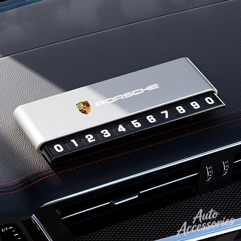 AFUHD1 Car Temporary Parking Number Plate Aluminium Alloy Slide Adjustable Sticker For Porsche Boxster Cayman Taycan 911 Macan Panamera