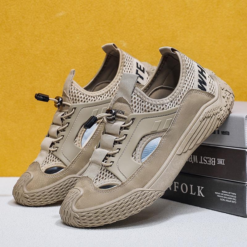 

Autumn new trendy hole men s casual single shoes men s shoes mesh versatile breathable sandals 46