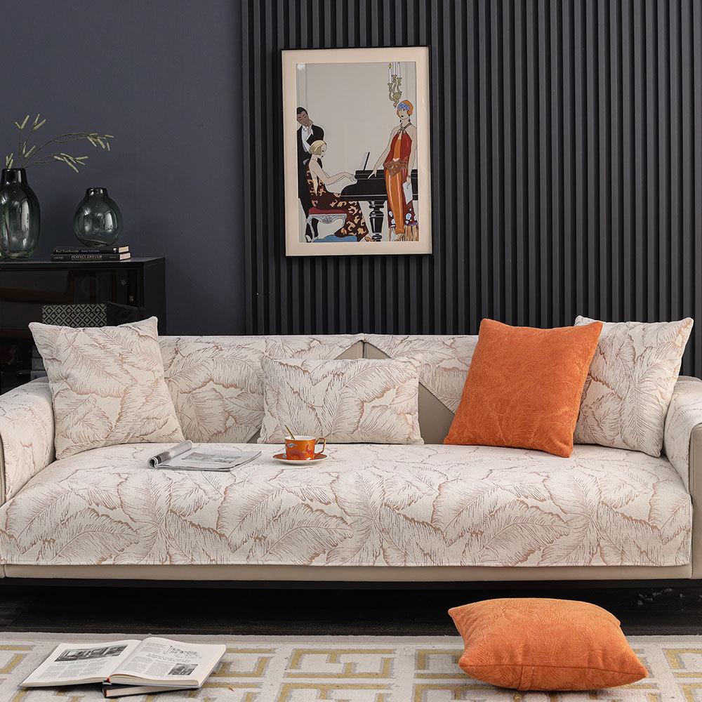 Cojín de Sofá Universal de Cuatro Estaciones Jacquard de Chenilla Moderno Hogar Simple Antideslizante Toalla Cojín de Sofá