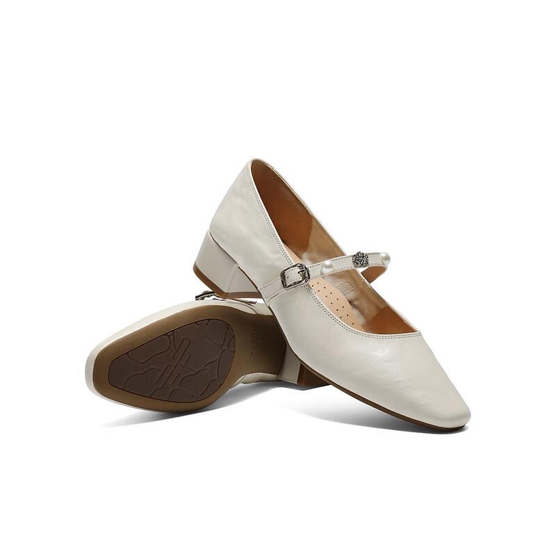 Belle Women's Sheepskin Retro Mary Jane Flats