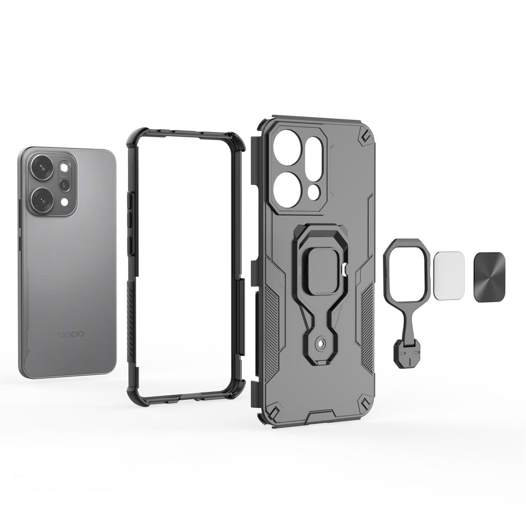 For Oppo Reno14 Pro 5G (Global) Case Rotatable Ring Kickstand PC+TPU Shockproof Phone Cover