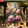 Peacock Tapestry Bird Art Wall Hanging Floral Bohemian Decor Elegant Home Decoration Tropical Nature Art Living Room Accent