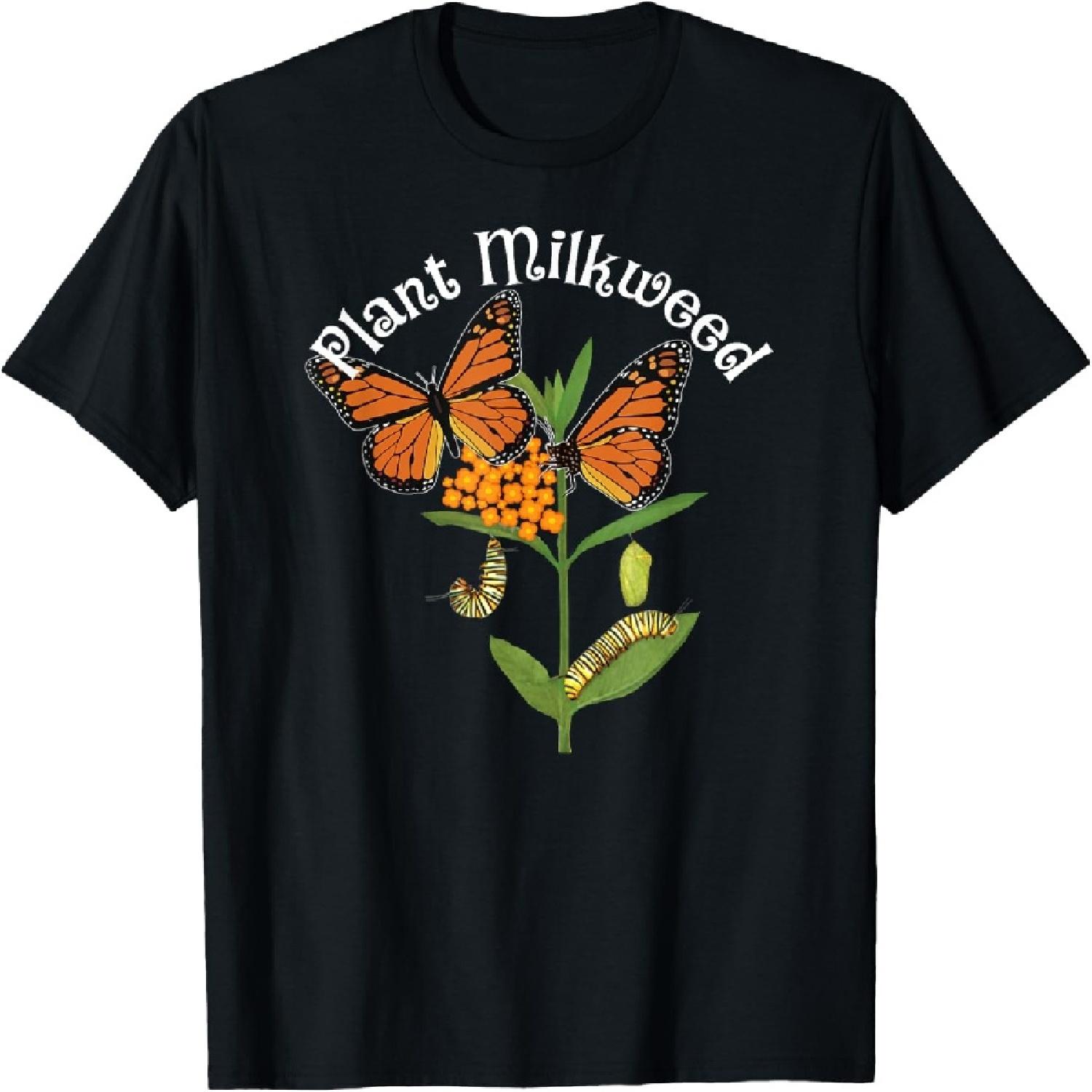 Plant Milkweed T-Shirt Monarch Butterfly Tee Caterpillar Tee T-Shirt XXXXXL разноцветный