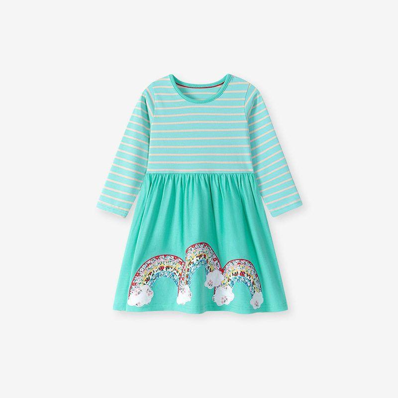 Little maven Модный стиль детская юбка Новое поступление осень Длинные рукава Платье Полоски детская хлопковая юбка S 3173 2Y (90cm)