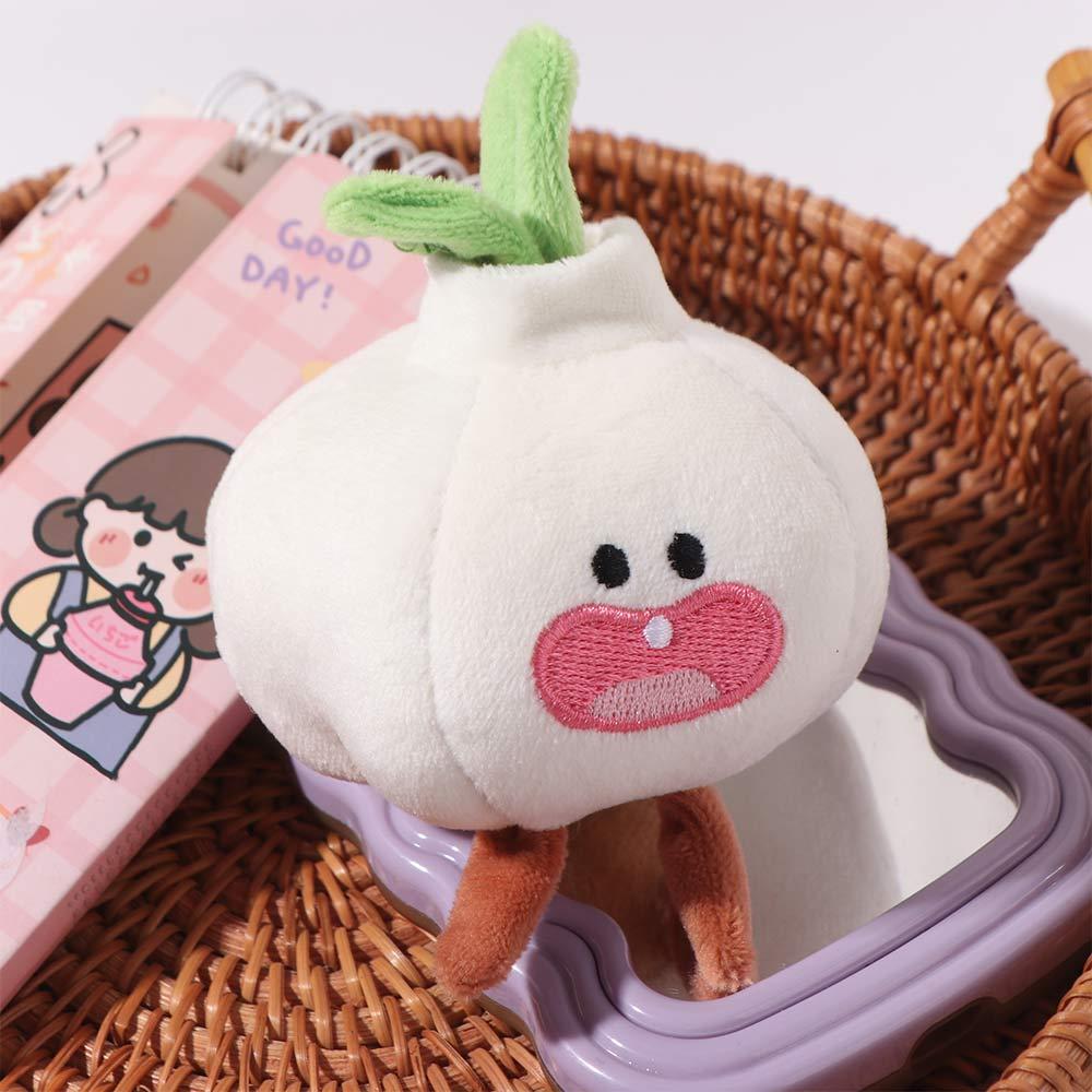 Cute Funny Garlic Plush Doll Plant Key Ring Garlic Pendant Vegetable Keychain Bags and Keys