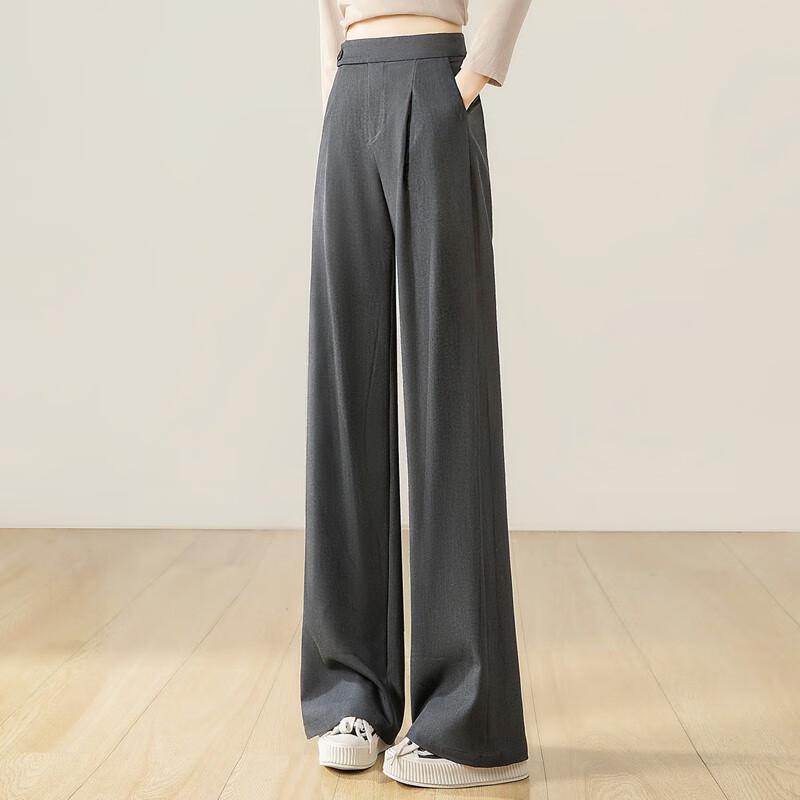 Siboer Women's Draped High-Waist Wide-Leg Commuter Pants